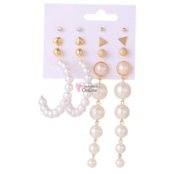 Cercei pentru dama moderni EARR28 Aurii Set de 8 perechi